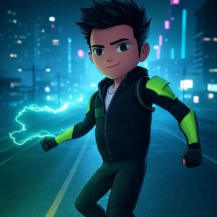 Actievolle neon-arena met voertuigen in een futuristische browsergame