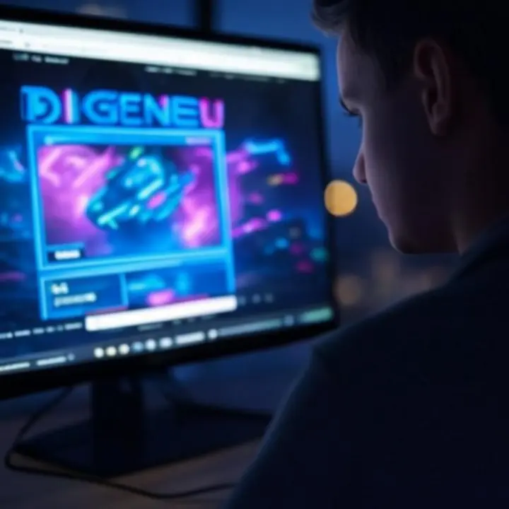 Gamegids-downloadscherm met neonaccenten en overzichtelijke tips.