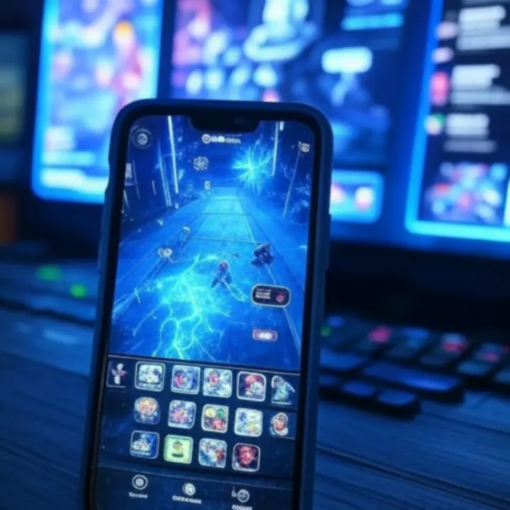 Verzameling van neon-gamepreviews met Nederlandse mobile en browser games.